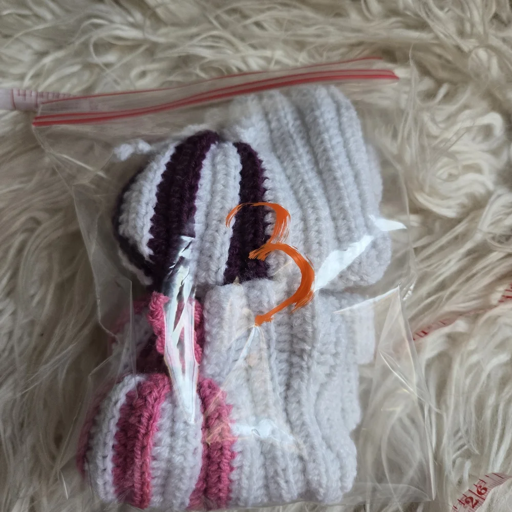 Handmade White and Pink Baby Booties